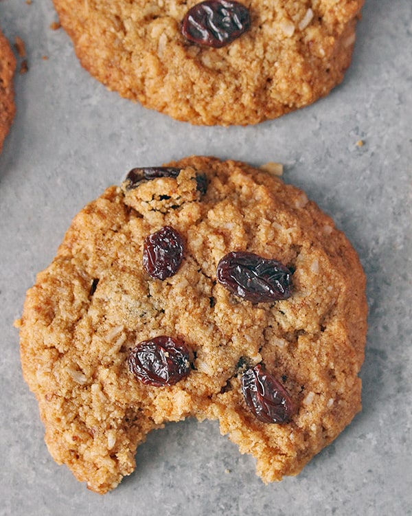 Paleo No Oatmeal Raisin Cookies