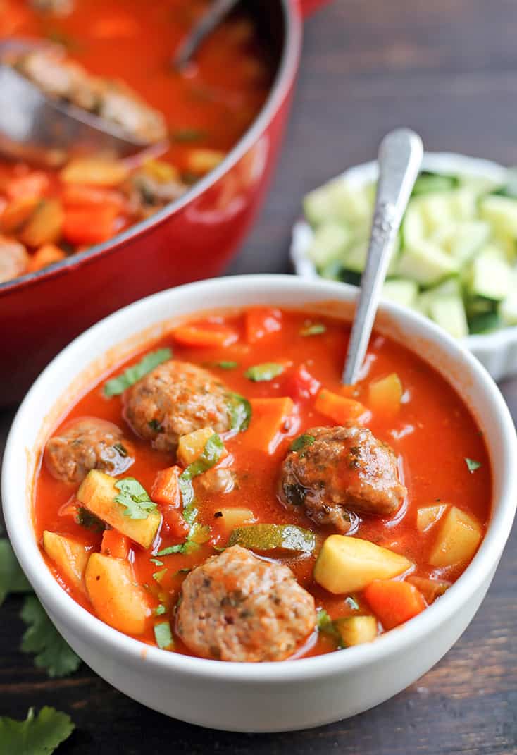 Paleo Whole30 Mexican Meatball Soup - Real Food with Jessica