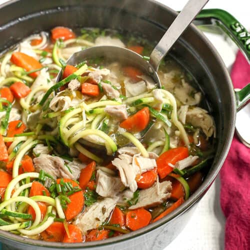 Paleo Whole30 Chicken Zoodle Soup - Real Food with Jessica