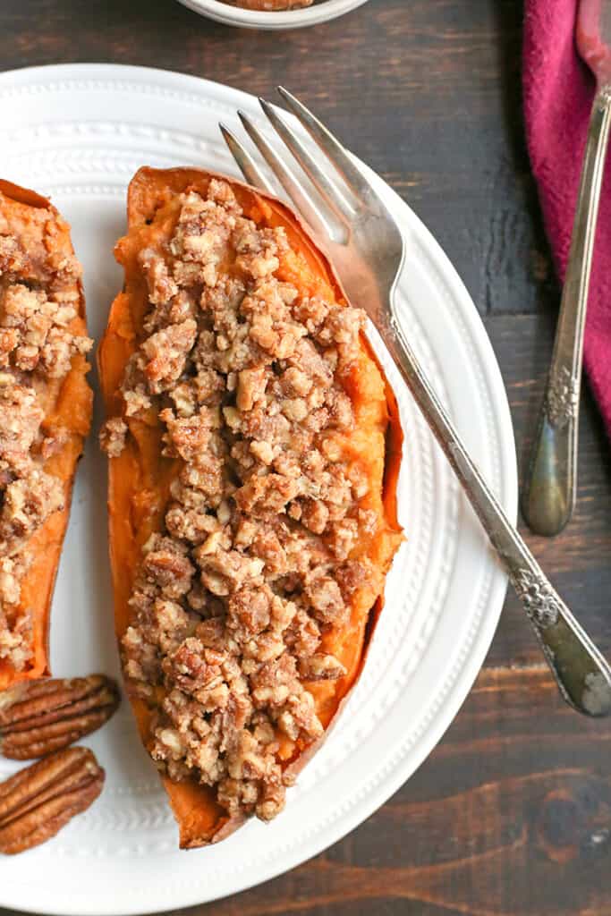 Pecan Pie Twice Baked Sweet Potatoes - Real Food with Jessica