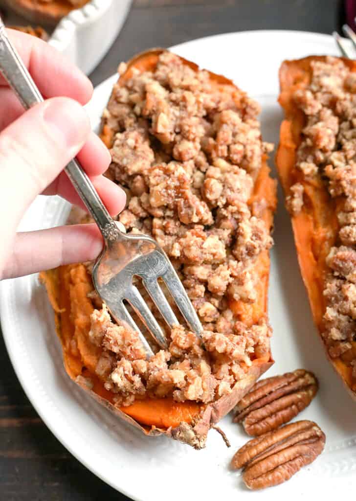 Pecan Pie Twice Baked Sweet Potatoes - Real Food with Jessica